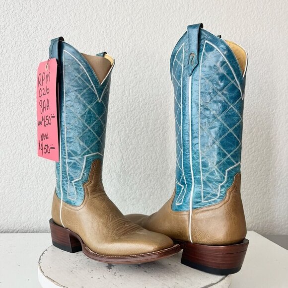 Rod Patrick Womens Cowboy Boots 8AA Brown Turquoise Western Cowgirl Square Toe - Picture 12 of 12
